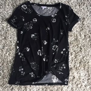 Black floral blouse